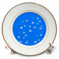 3dRose Flying Free Birds Silhouette in White - Plates (cp-382554)
