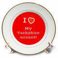 3dRose Taiche - Text Design - Yorkshire - I Heart My Yorkshire Accent - Plates (cp-382555)