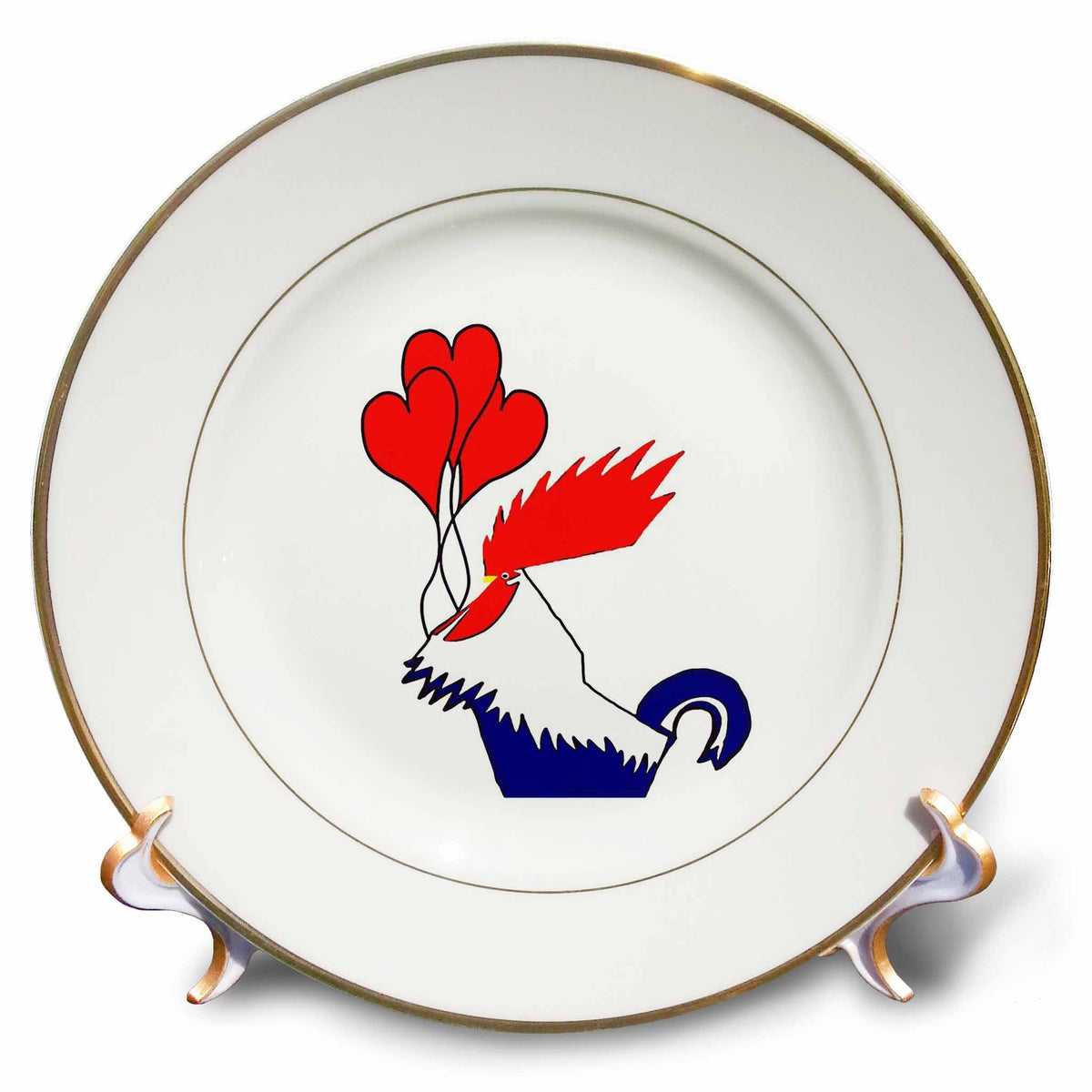 3dRose Cockerel Lover Vector Art In Bold Bright Colors - Plates (cp-382560)