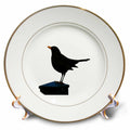 3dRose Minimalistic Blackbird Vector Art Cut Out - Plates (cp-382566)