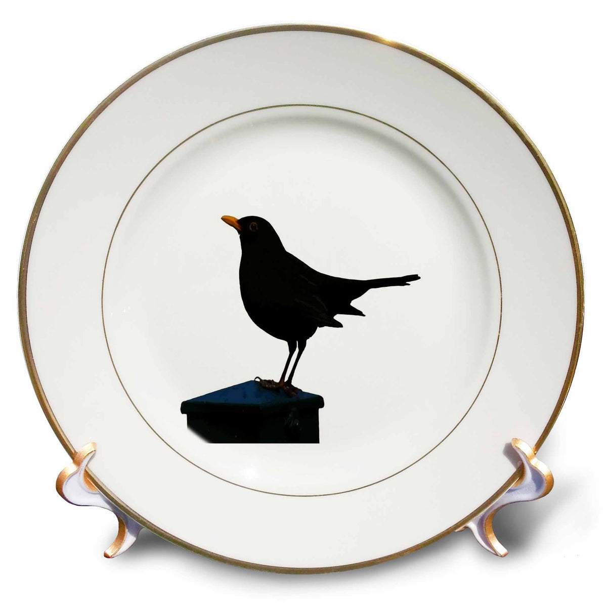 3dRose Minimalistic Blackbird Vector Art Cut Out - Plates (cp-382566)