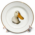3dRose Taiche - Vector Art - Duck - Nerdy Large Beaked White Duck Profile - Plates (cp-382571)