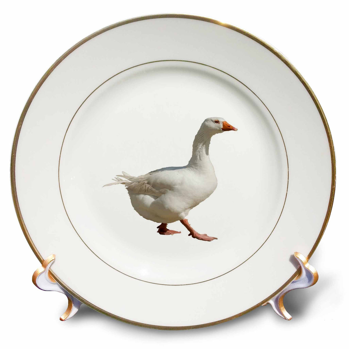 3dRose Taiche - Vector Art - Duck - The Effortless Duck Walking Forward Cut Out - Plates (cp-382573)