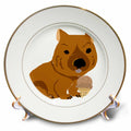 3dRose Cute Funny Wombat eating Ice Cream Cone Primitive Art - Plates (cp-382636)
