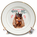 3dRose Cocker Spaniel Dog Wearing a Crown Queen for a Day Theme - Plates (cp-382692)