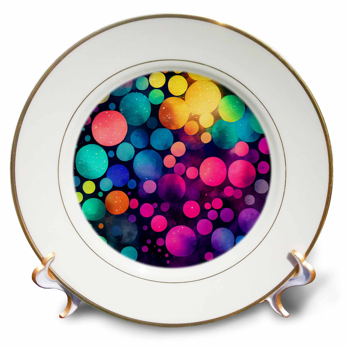 3dRose Colorful and Bright Bokeh Circles Background - Plates (cp-382779)