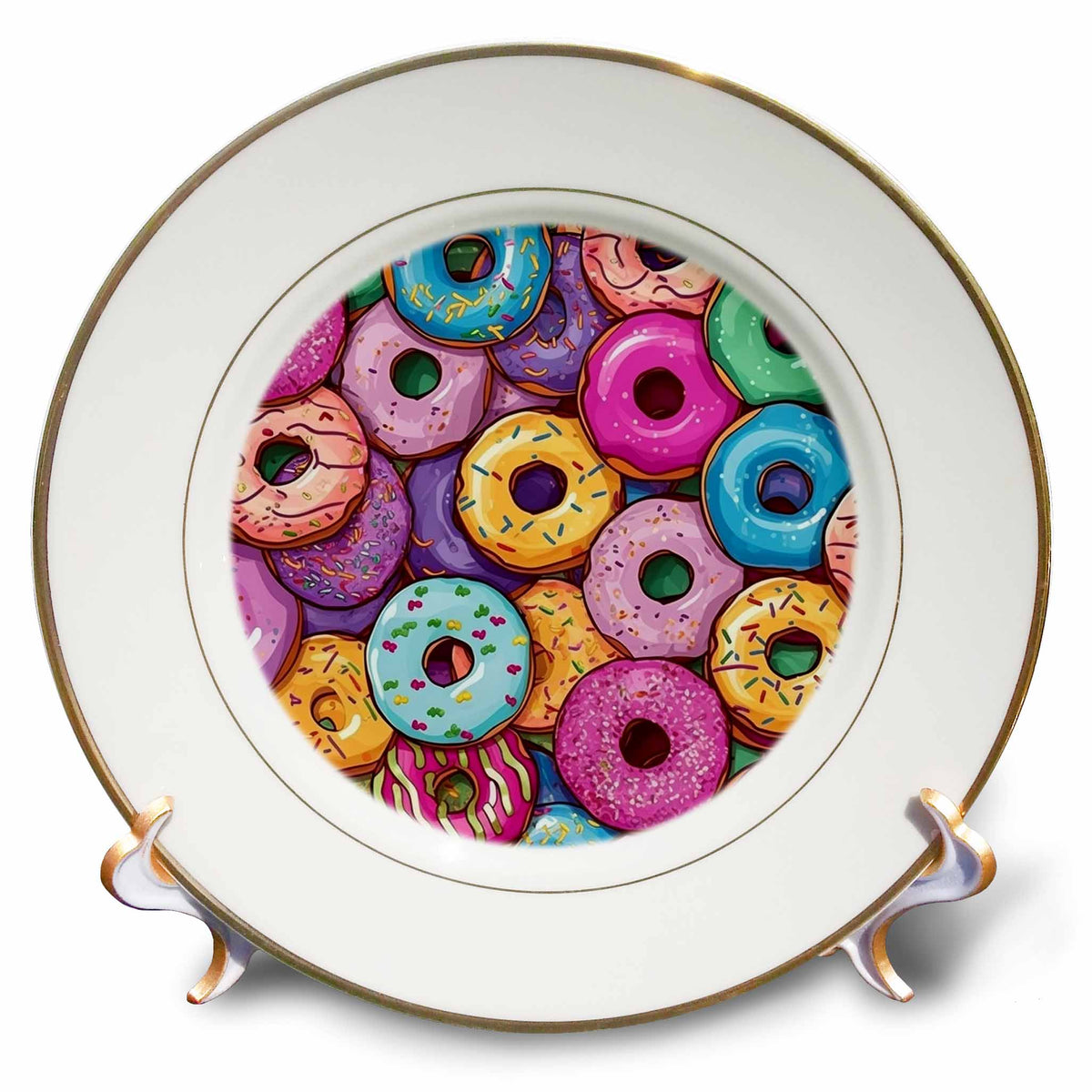 3dRose Anne Marie Baugh - Backgrounds - Colorful Donut Background - Plates (cp-382849)