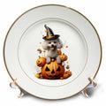3dRose CR Media - Illustrations - Halloween Poodle dressed as a magic wizard - Plates (cp-382917)