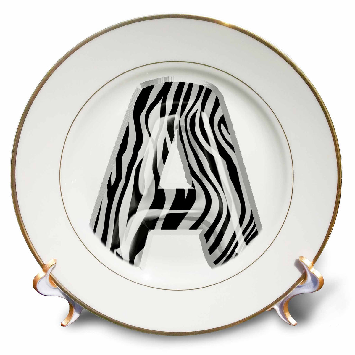 3dRose Zebra Patterned Image of Balloon Monogram A - Plates (cp-383107)