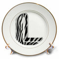 3dRose Zebra Patterned Image of Balloon Monogram L - Plates (cp-383116)