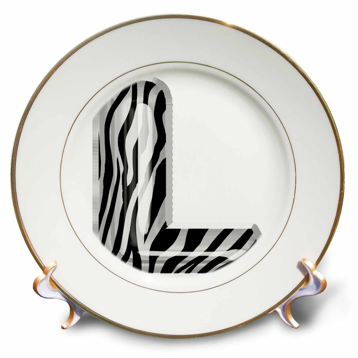 3dRose Zebra Patterned Image of Balloon Monogram L - Plates (cp-383116)