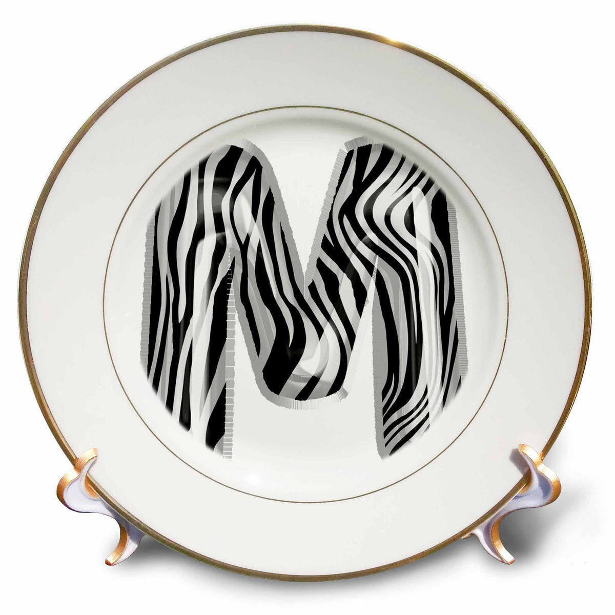 3dRose Zebra Patterned Image of Balloon Monogram M - Plates (cp-383117)