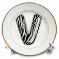 3dRose Zebra Patterned Image of Balloon Monogram V - Plates (cp-383123)