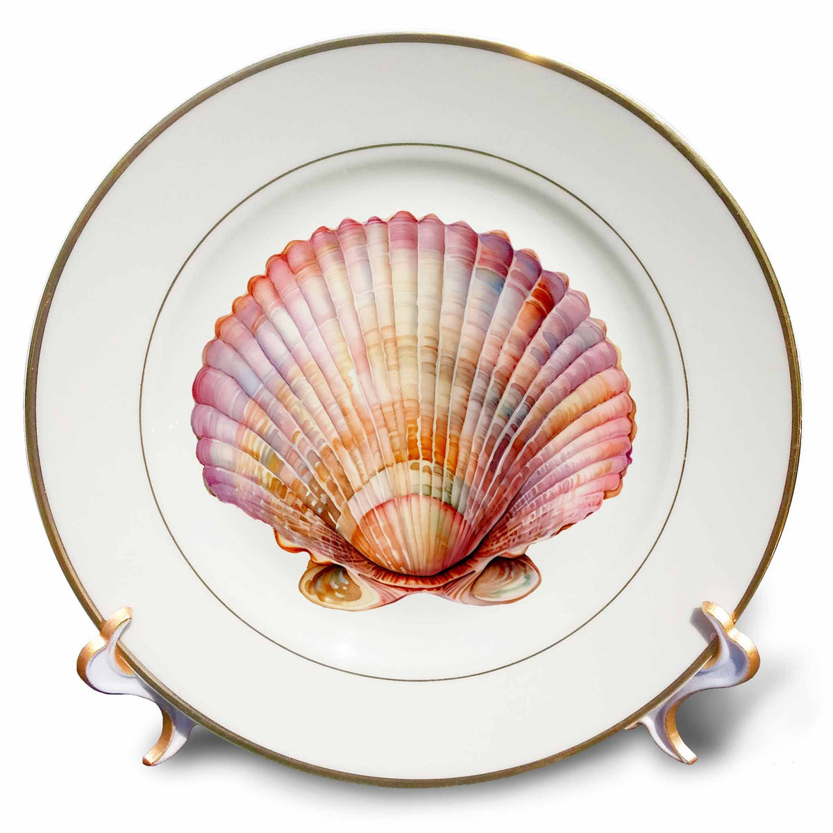 3dRose Pretty Pink Clam Seashell Illustration - Plates (cp-383329)