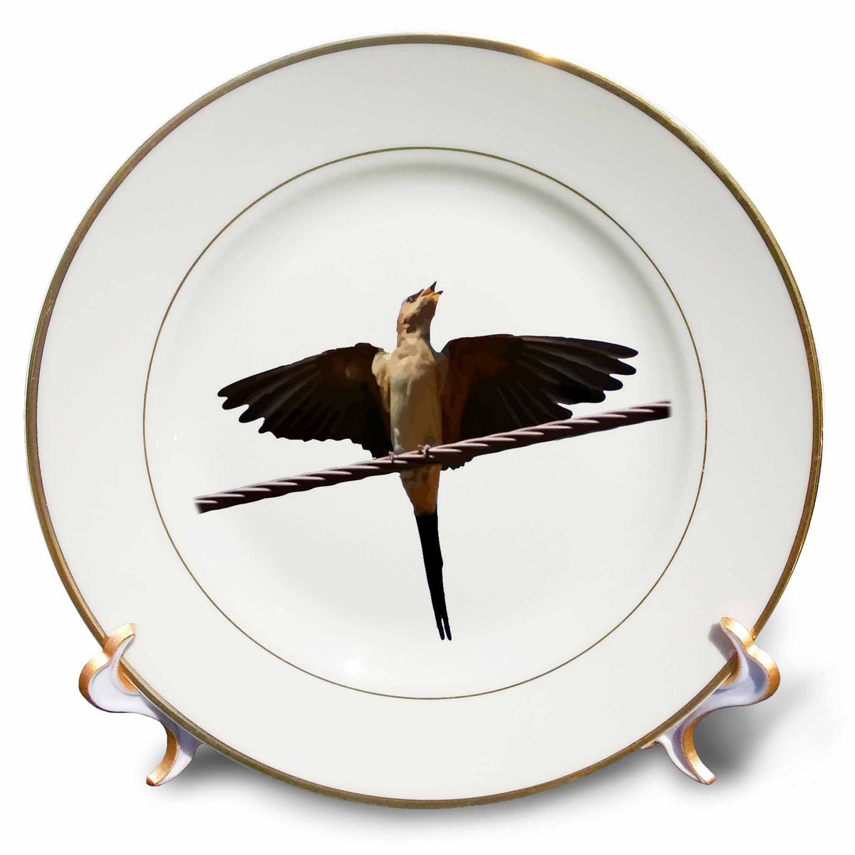 3dRose Swallow Bird Singing with Wings Outstretched Cut Out - Plates (cp-383469)