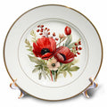 3dRose Pretty Red Anemone Flowers Illustration - Plates (cp-383626)