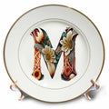 3dRose Anne Marie Baugh - Monograms - Boho Floral Monogram Initial M - Plates (cp-383739)