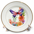 3dRose Pretty Pastel Floral Insect Monogram Initial J - Plates (cp-383756)