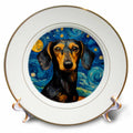 3dRose Dachshund portrait in Post-Impressionism style - Plates (cp-383840)