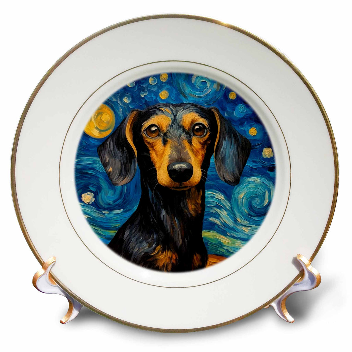 3dRose Dachshund portrait in Post-Impressionism style - Plates (cp-383840)