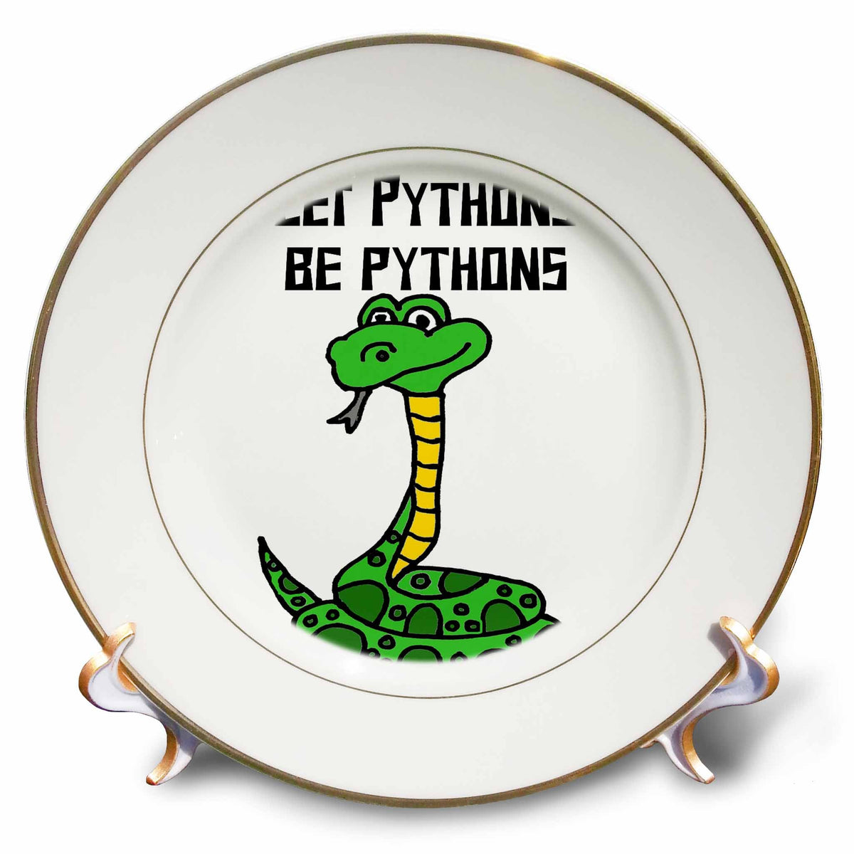 3dRose Cool Funny Cute Python Snake Let Pythons be Pythons Nature Pun - Plates (cp-383858)