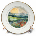 3dRose Pretty Mountains and Meadow Collage Background - Plates (cp-384244)
