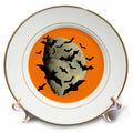 3dRose Taiche - Vector Art - Halloween Bats - Halloween Bats and Haunting Moon - Plates (cp-384343)