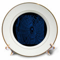 3dRose Artistic Halloween Spider Web Cobweb Doodle in Blue - Plates (cp-384348)