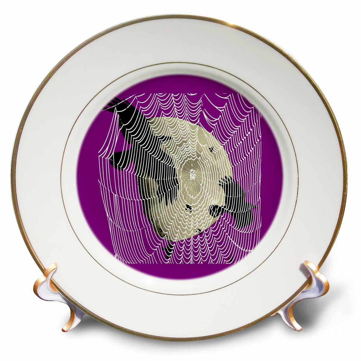 3dRose Halloween Moon Crows And Cobwebs - Plates (cp-384353)