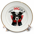 3dRose Sweet Border Collie in a Count DOGcula Costume for Halloween - Plates (cp-384451)