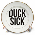 3dRose Word Scramble - DUCK SICK BW - Plates (cp-384508)