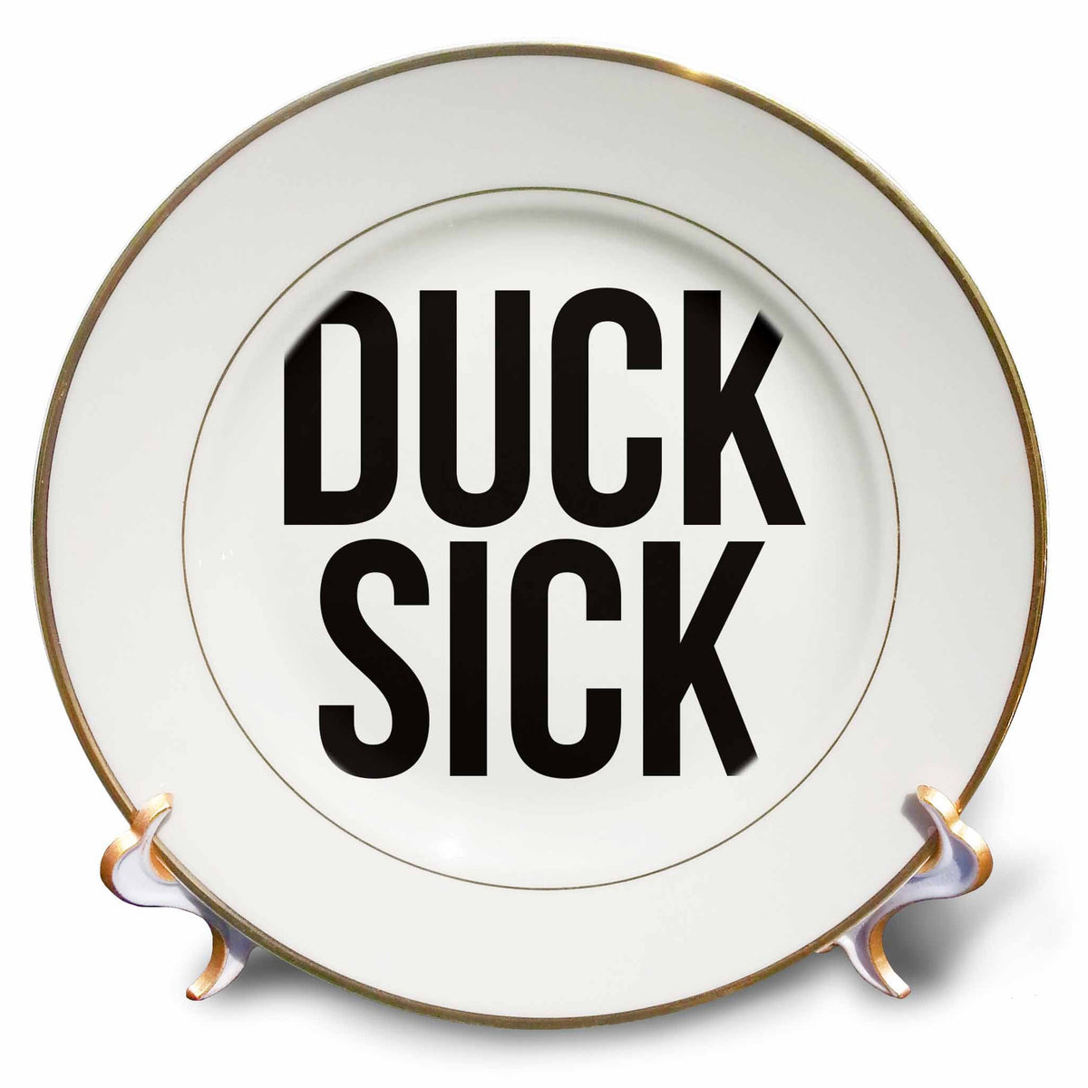 3dRose Word Scramble - DUCK SICK BW - Plates (cp-384508)