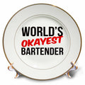 3dRose Worlds Okayest - Worlds Okayest Bartender - Plates (cp-384537)