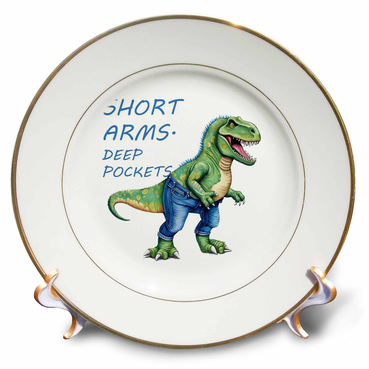 3dRose Short Arms and Deep Pockets Fun TRex Illustration - Plates (cp-384677)