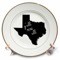 3dRose Yall means all written inside the state of Texas. Black on white. - Plates (cp-384775)