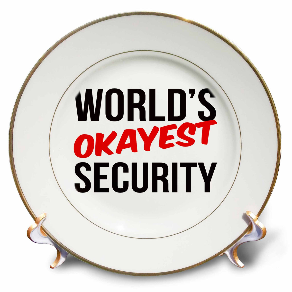 3dRose Worlds Okayest - Worlds Okayest Security - Plates (cp-384832)