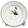 3dRose Kitesurfer Somersaulting Color Illustration - Plates (cp-384856)