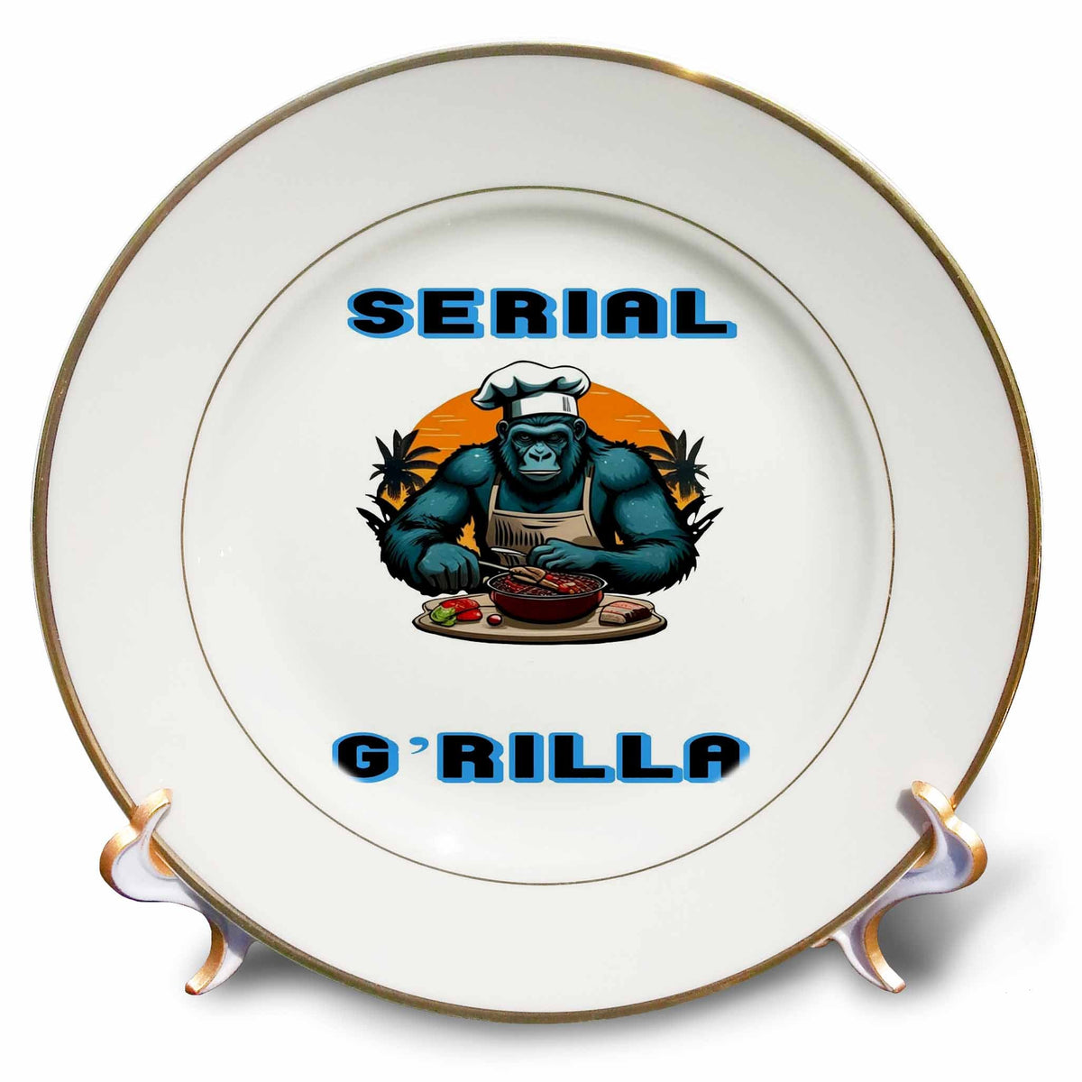 3dRose Serial Grilla Master BBQ Griller Fun Pun - Plates (cp-384890)