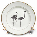 3dRose Minimalistic Three Flamingos Grey Silhouette - Plates (cp-384892)