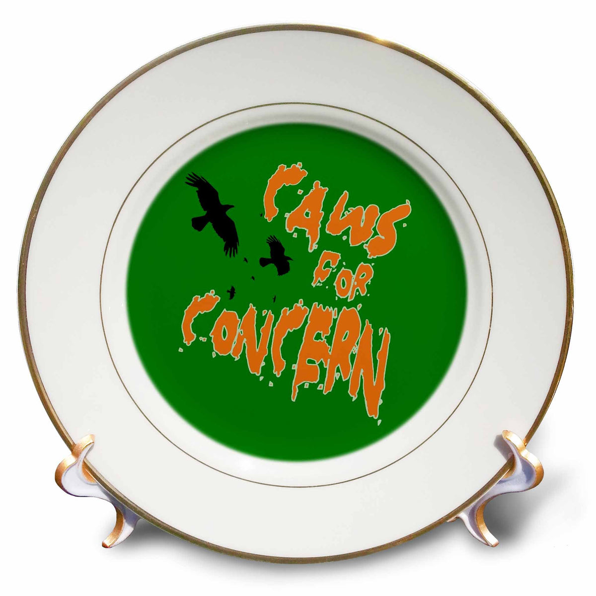 3dRose Halloween Ravens Caws for Concern Fun Pun - Plates (cp-384902)