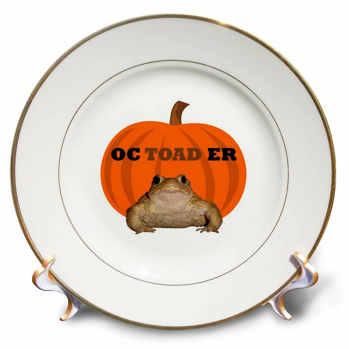 3dRose Octoader Halloween Pun With Toad Holiday Fun - Plates (cp-384905)