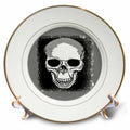 3dRose Vector Skull Cranium with Grungy Geometric Background - Plates (cp-384907)