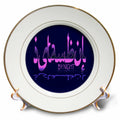 3dRose Istanbul by Night Pink and Blue Calligraphic Text - Plates (cp-384913)