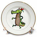 3dRose Cool Funny Cute Alligator Dancing Kokopelli Satire - Plates (cp-385093)
