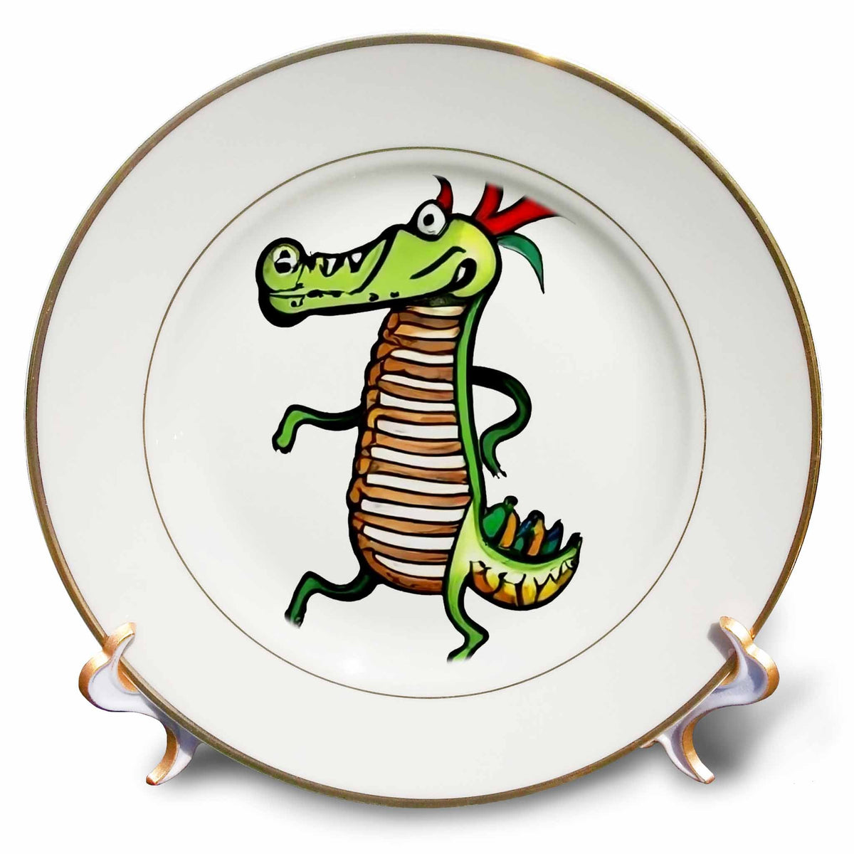 3dRose Cool Funny Cute Alligator Dancing Kokopelli Satire - Plates (cp-385093)