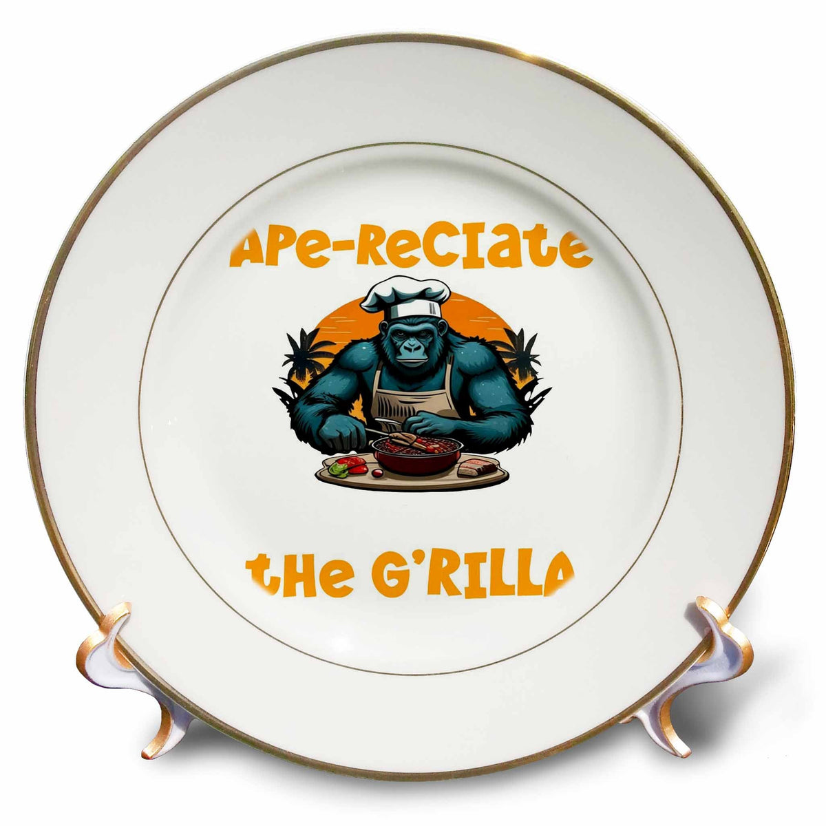 3dRose Appreciate The Grilla Master BBQ Griller Fun Pun - Plates (cp-385223)