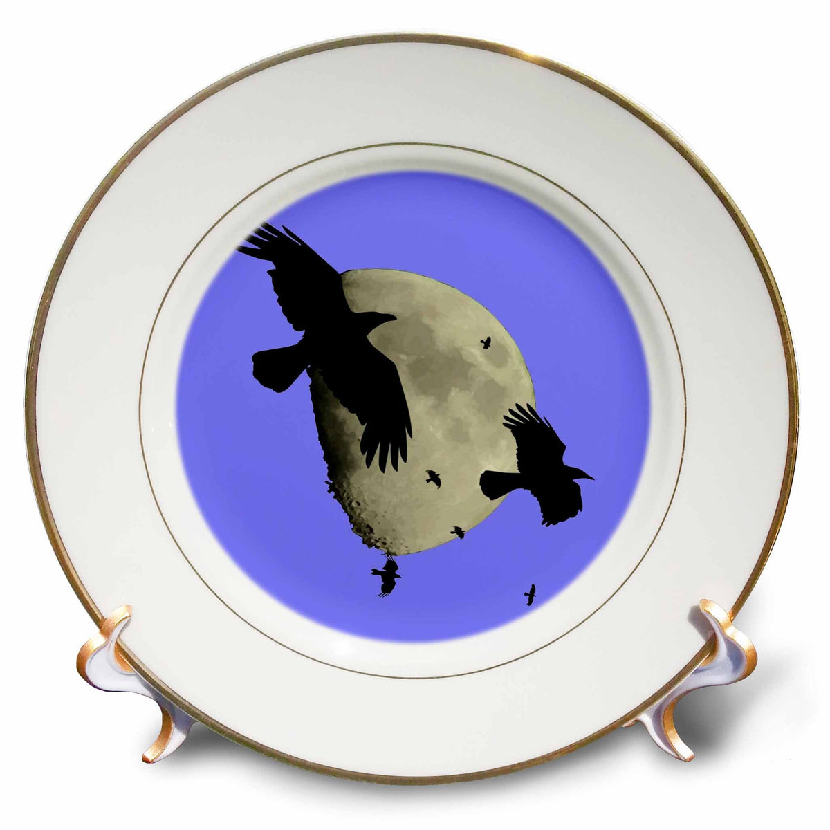 3dRose Crows in Flight Silhouetted Against A Large Moon Vector Art - Plates (cp-385231)