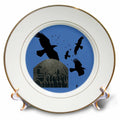 3dRose Sacred Gothic Text Gravestone with Crows and Ravens - Plates (cp-385233)