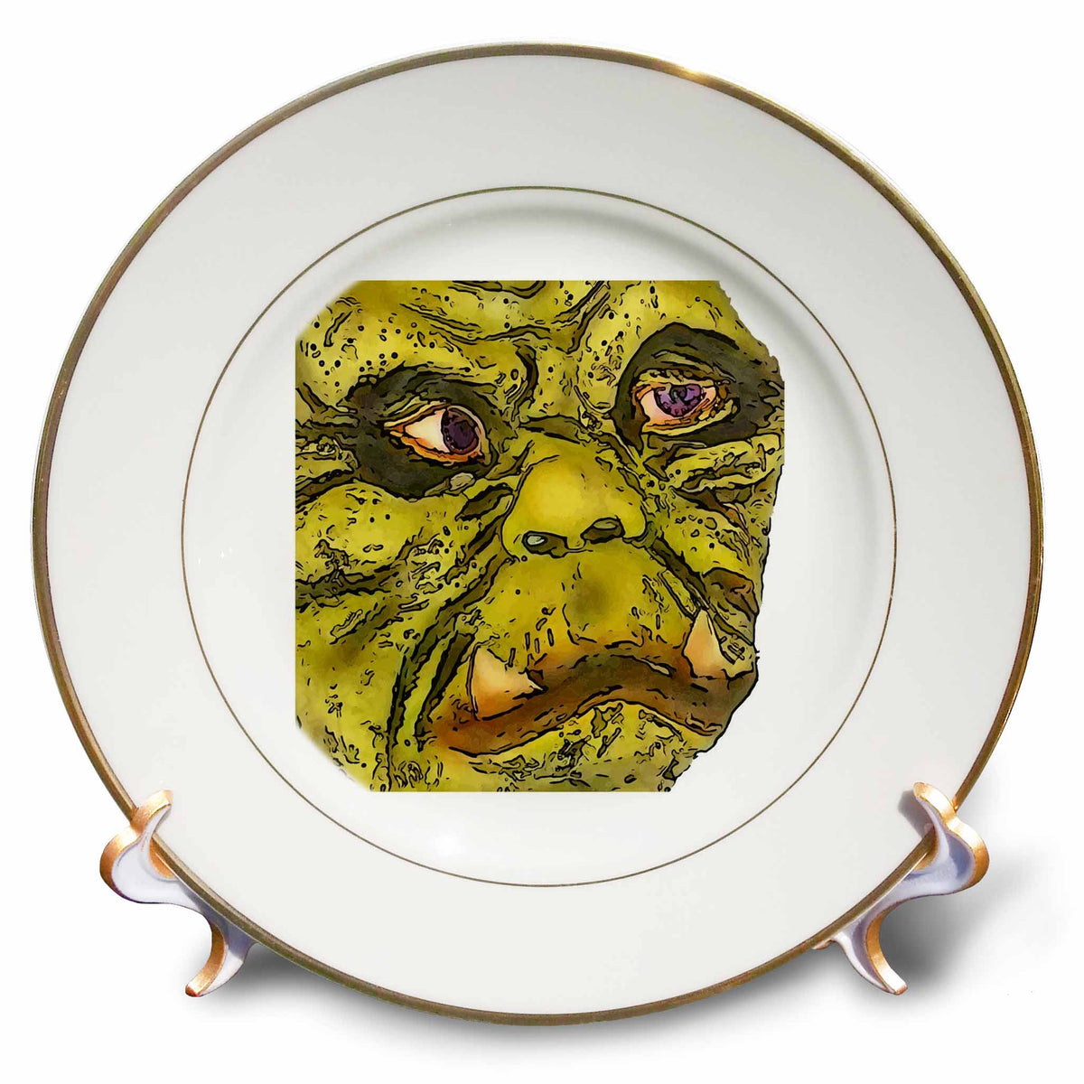 3dRose Creepy Turtle Monster Black Outline Cartoon - Plates (cp-385260)