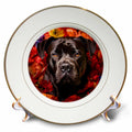 3dRose CR Media - Illustrations - Cane Corso with Floral Background - Plates (cp-385307)